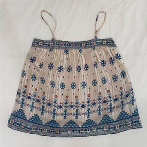 Joie Rosenda Cream and Blue Silk Top